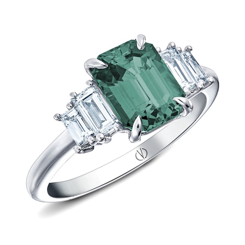 bague fiancailles emeraude or blanc Valérie Dannenberg