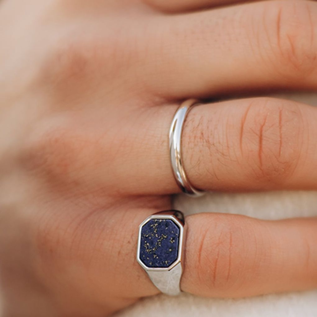 chevalière lapis lazuli or blanc Valérie Dannenberg