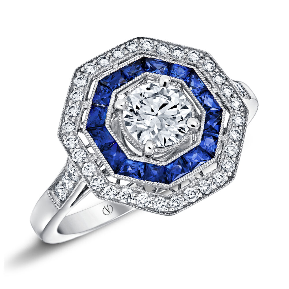 bague fiancailles saphir diamant or blanc Valérie Dannenberg