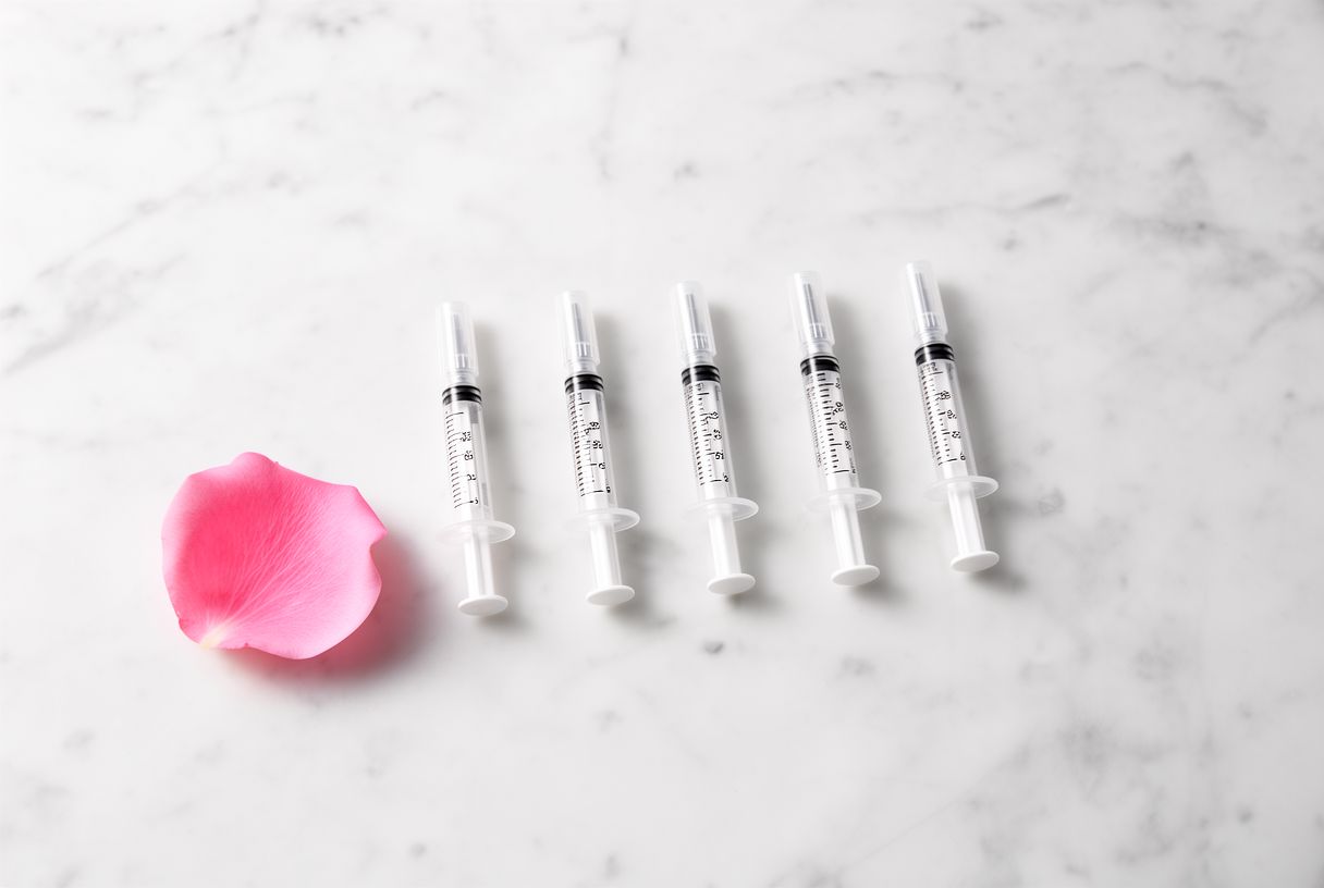 Flat lay comparant les outils utilisés pour russian lips, lip flip, french lips et lip filler classique