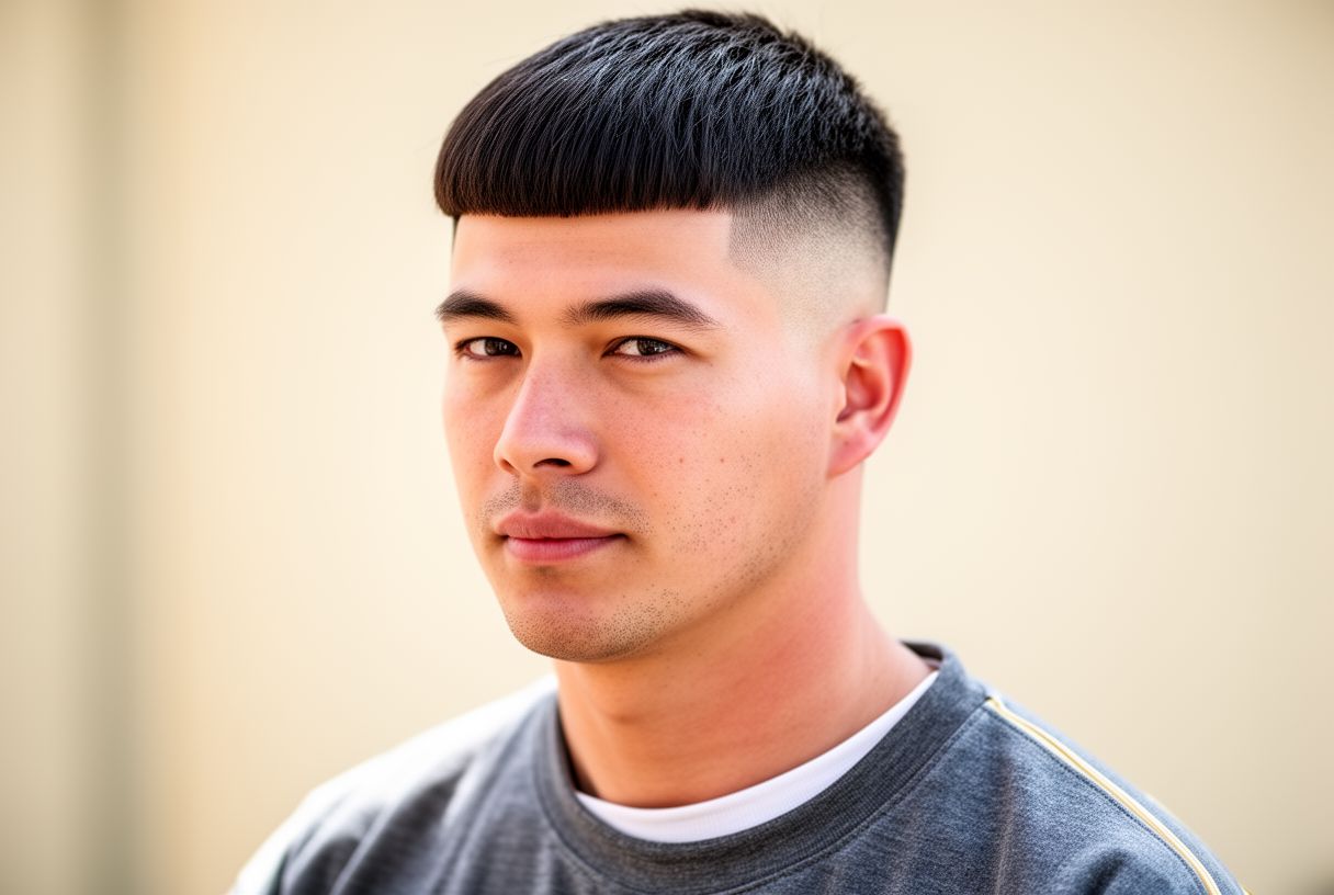 Homme avec une coupe casquette et côtés dégradés