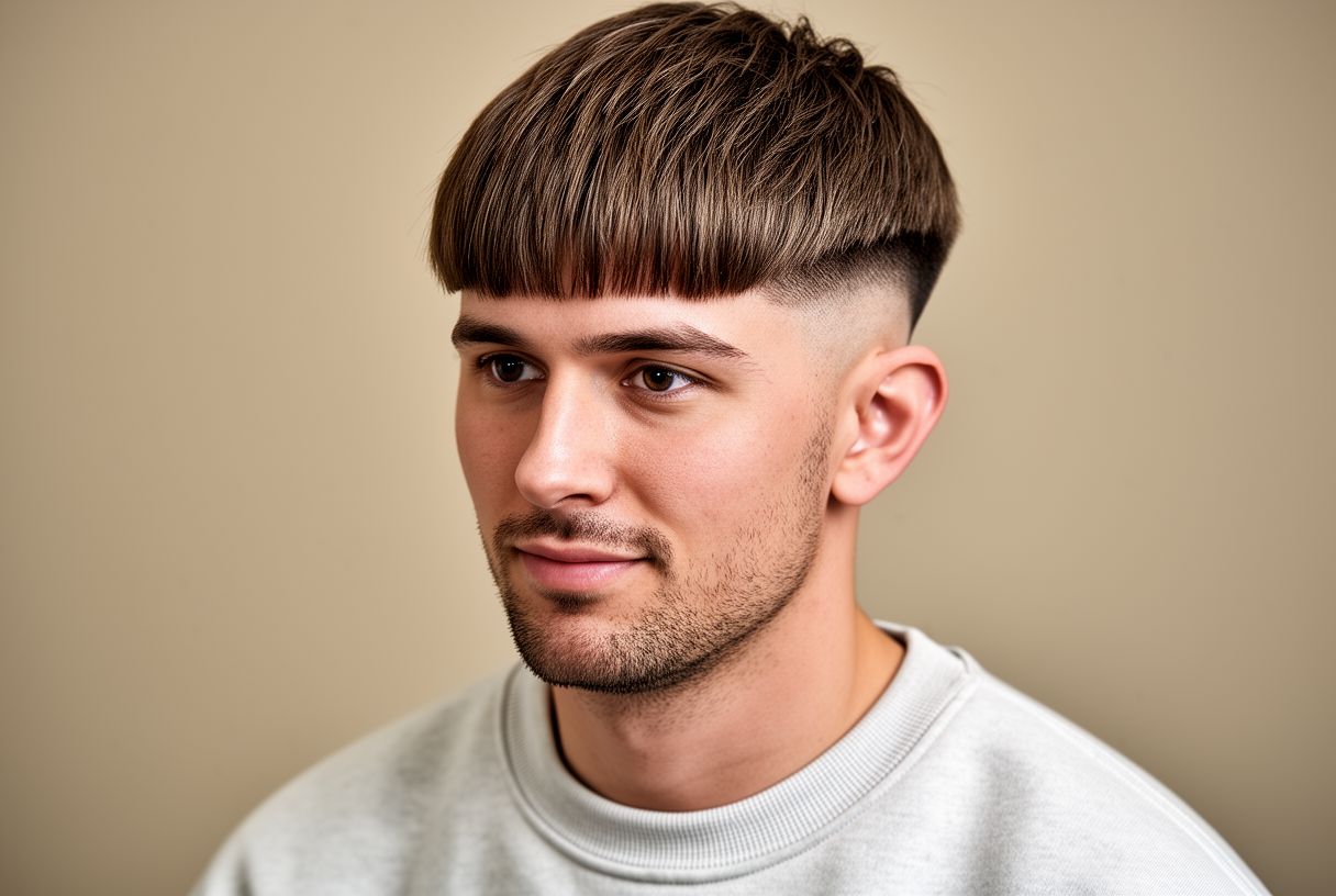 Homme avec une coupe casquette texturisée