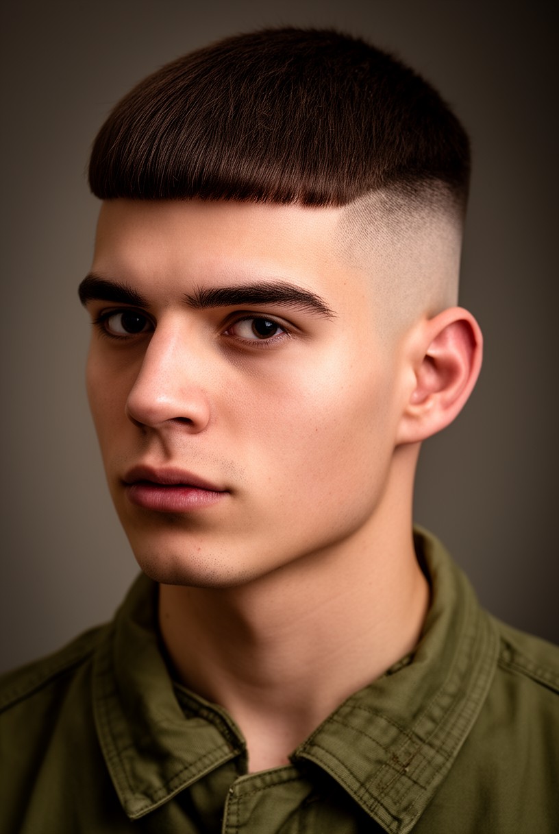 Homme avec une coupe casquette et un undercut désolidarisé sur les côtés