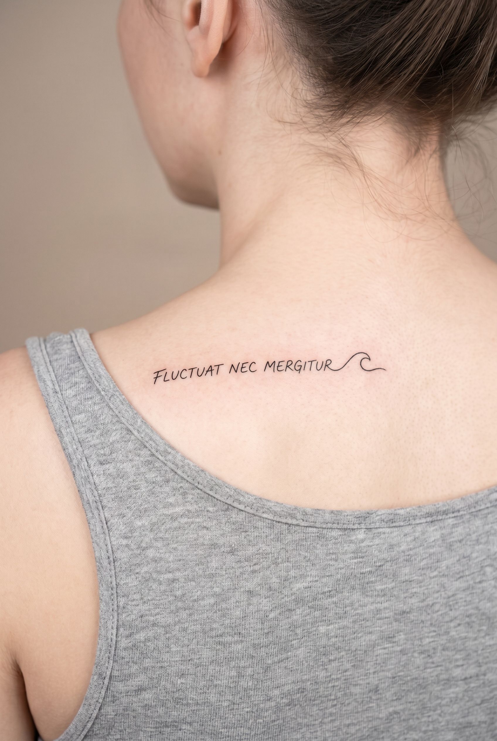 Tatouage de la phrase latine Fluctuat nec mergitur sur les côtes