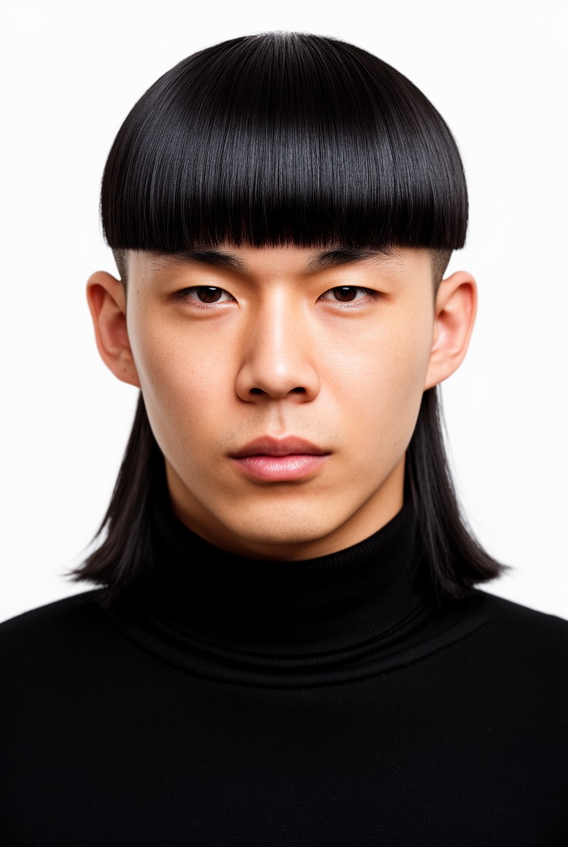 Homme aux cheveux raides avec un modern mulet net et graphique