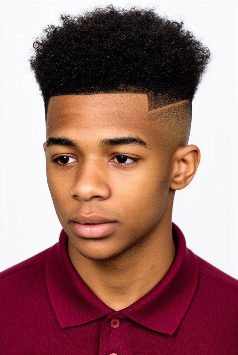 Homme noir avec un taper afro et un line up net aux tempes