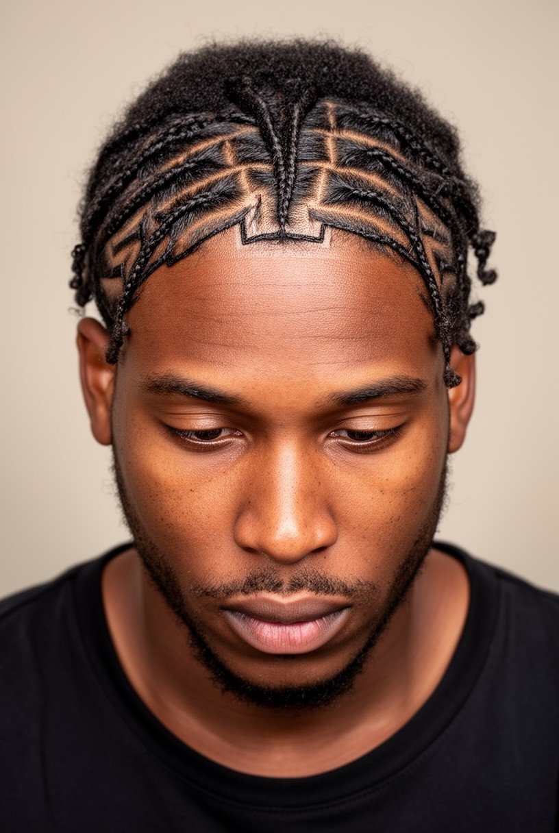 Vue de dessus de tresses collées en zigzag graphique