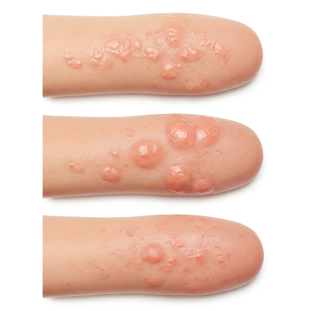 Comparaison visuelle des trois types de boutons de chaleur sur la peau