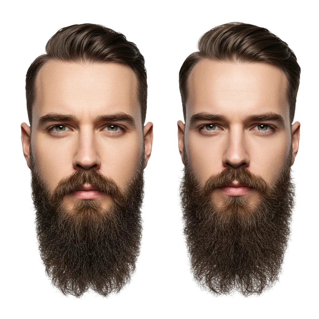 Gros plan comparatif de trois styles de bouc et barbe différents