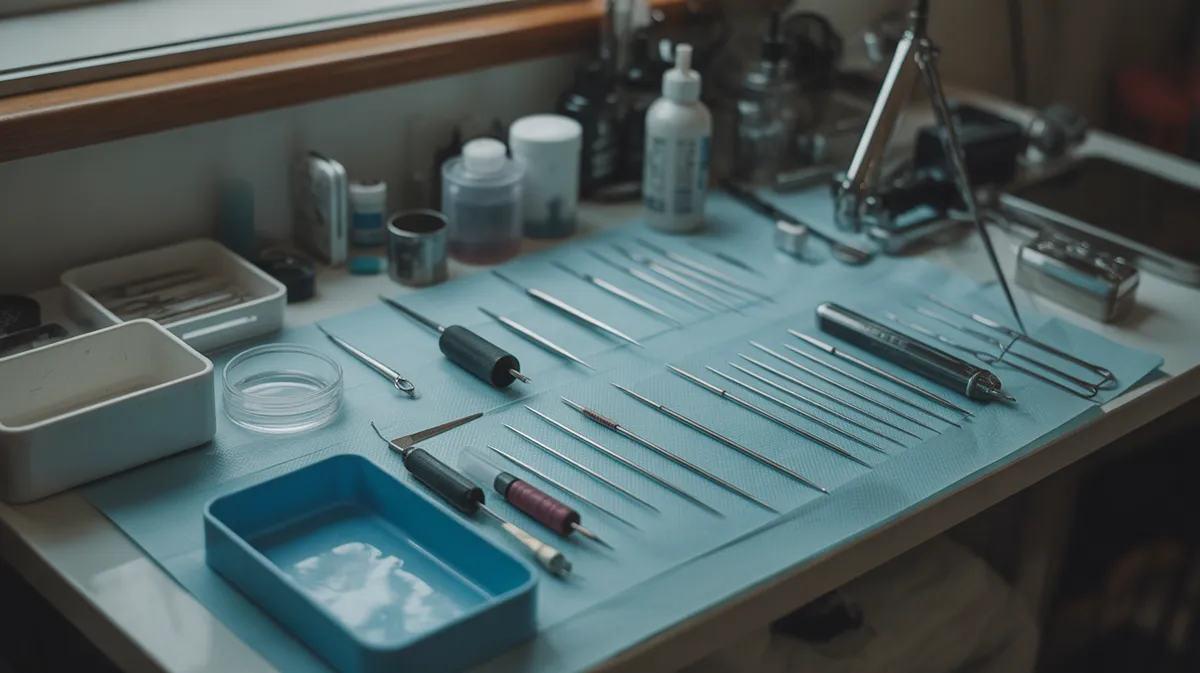 Équipement de tatouage stérilisé et outils professionnels préparés