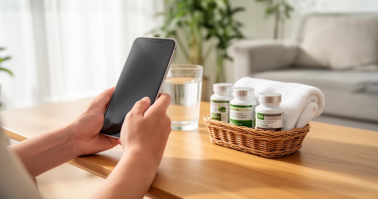 Commande de produits de parapharmacie sur smartphone à la maison